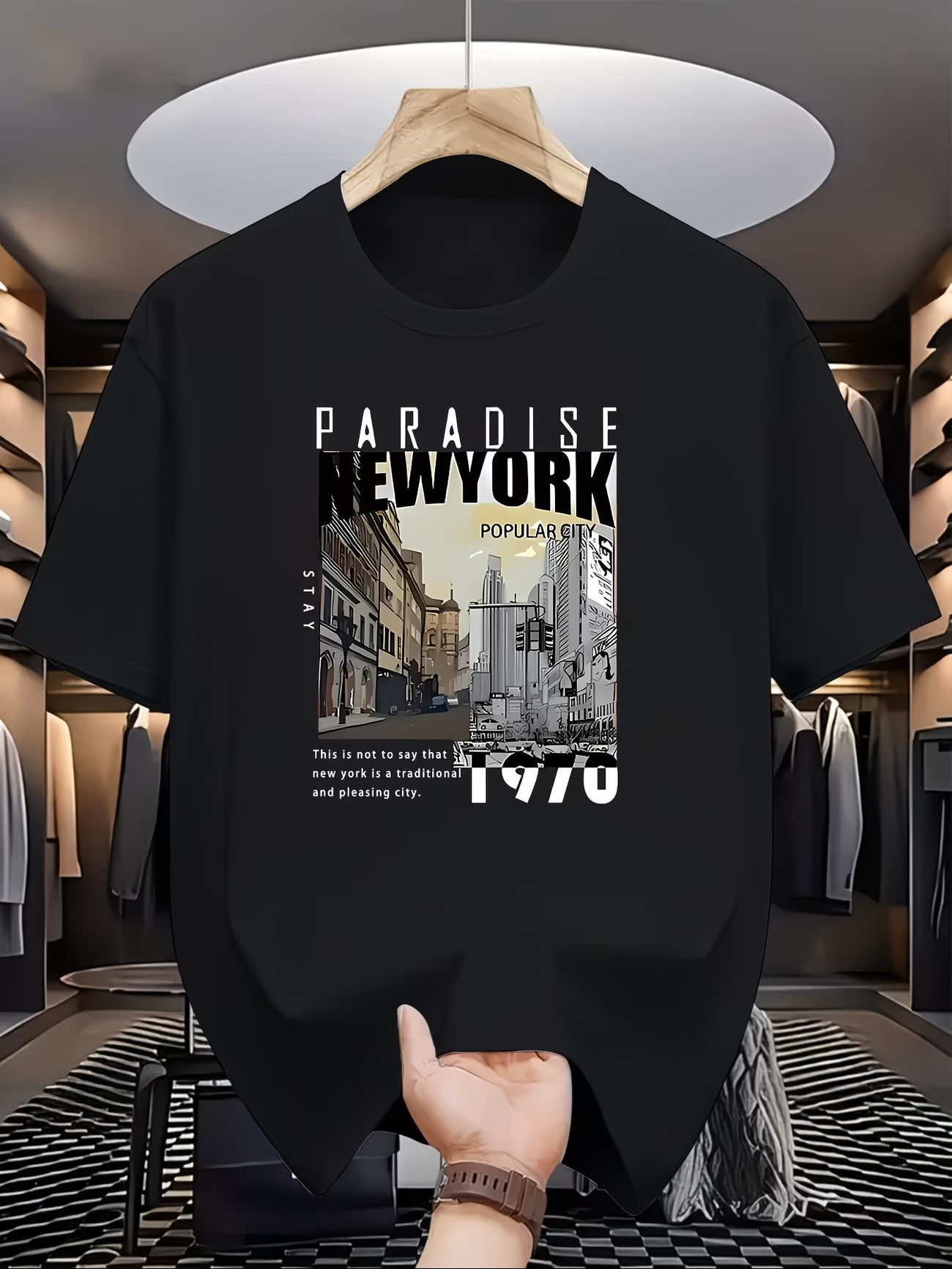 Men'S Fashion New York - T-shirt da uomo a maniche corte