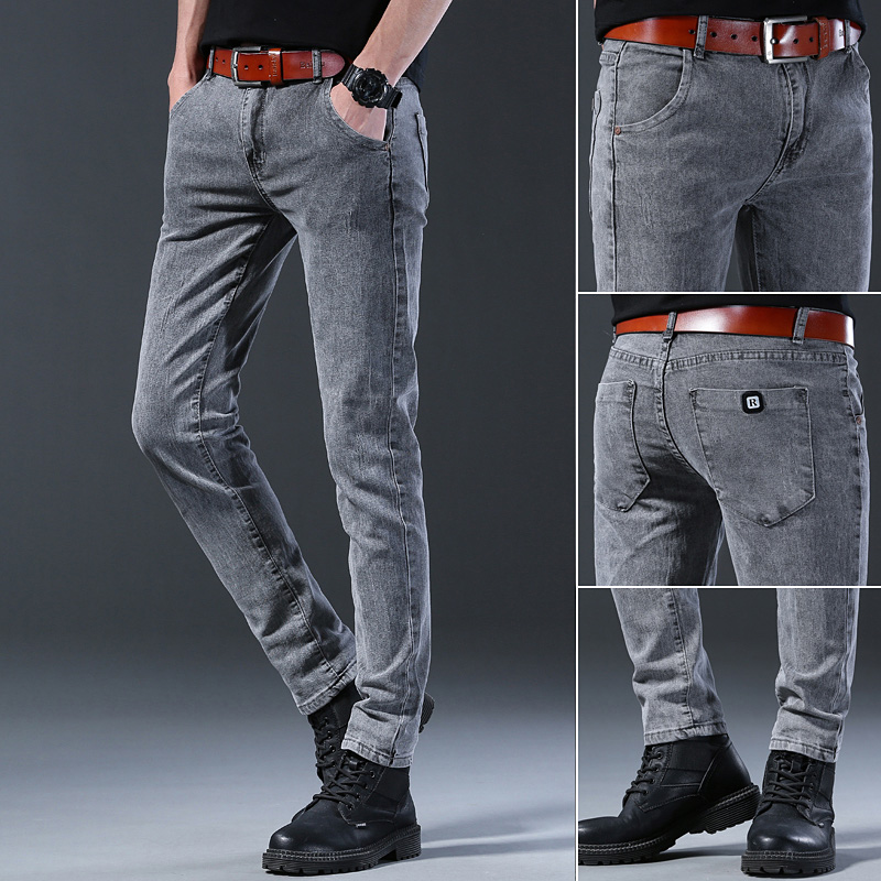 Men'S Fashion Grey Jeans - Jeans Elasticizzati Slim Fit da Uomo,