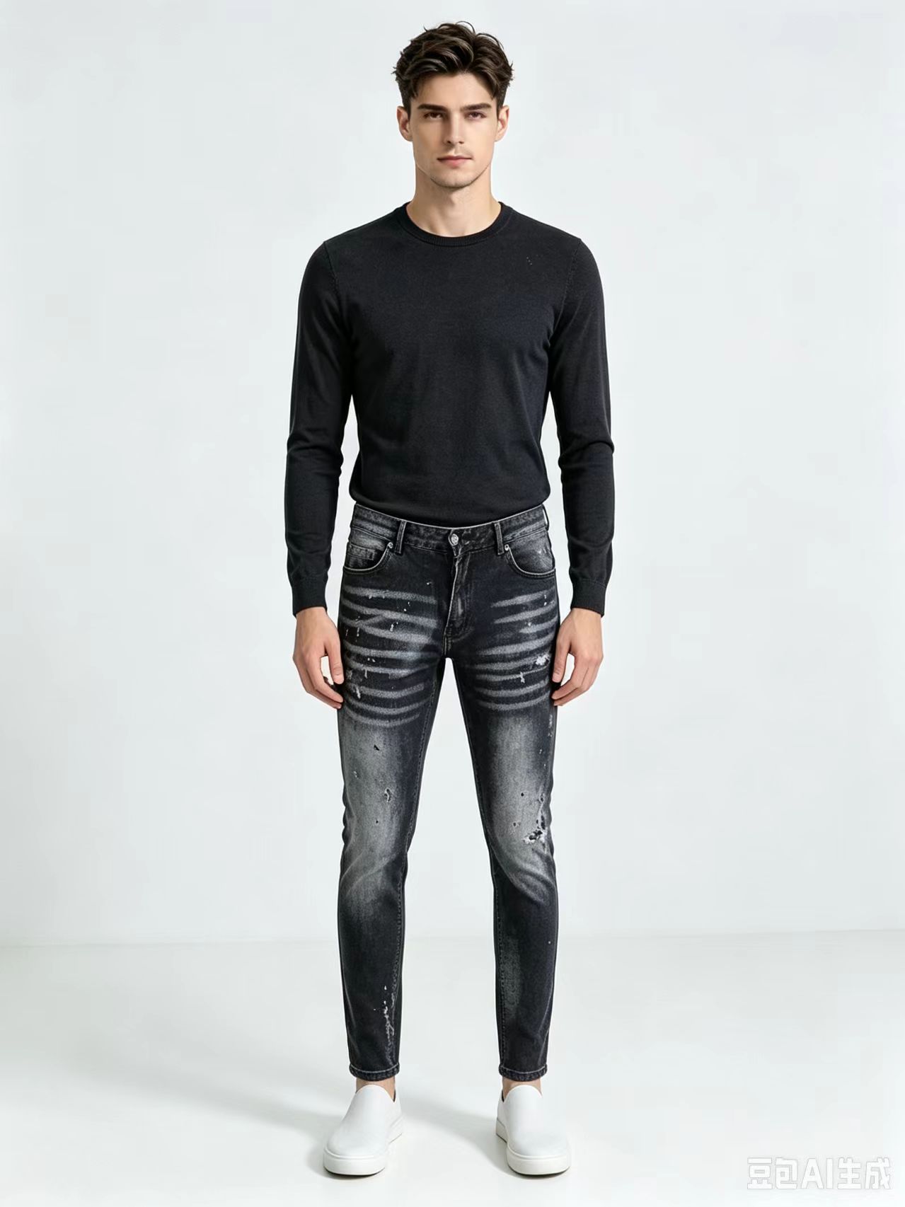 Men'S Fashion Grey Jeans - Jeans Elasticizzati da Uomo Stile Hip