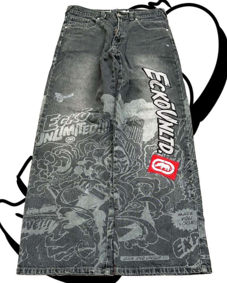 Men'S Fashion Grey Jeans - Jeans Americani alla Moda con Stampa,