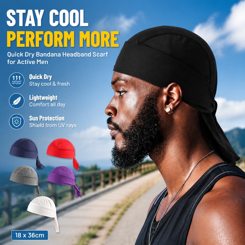 Men'S Fashion With Hat - Bandana in Poliestere ad Asciugatura Rapida