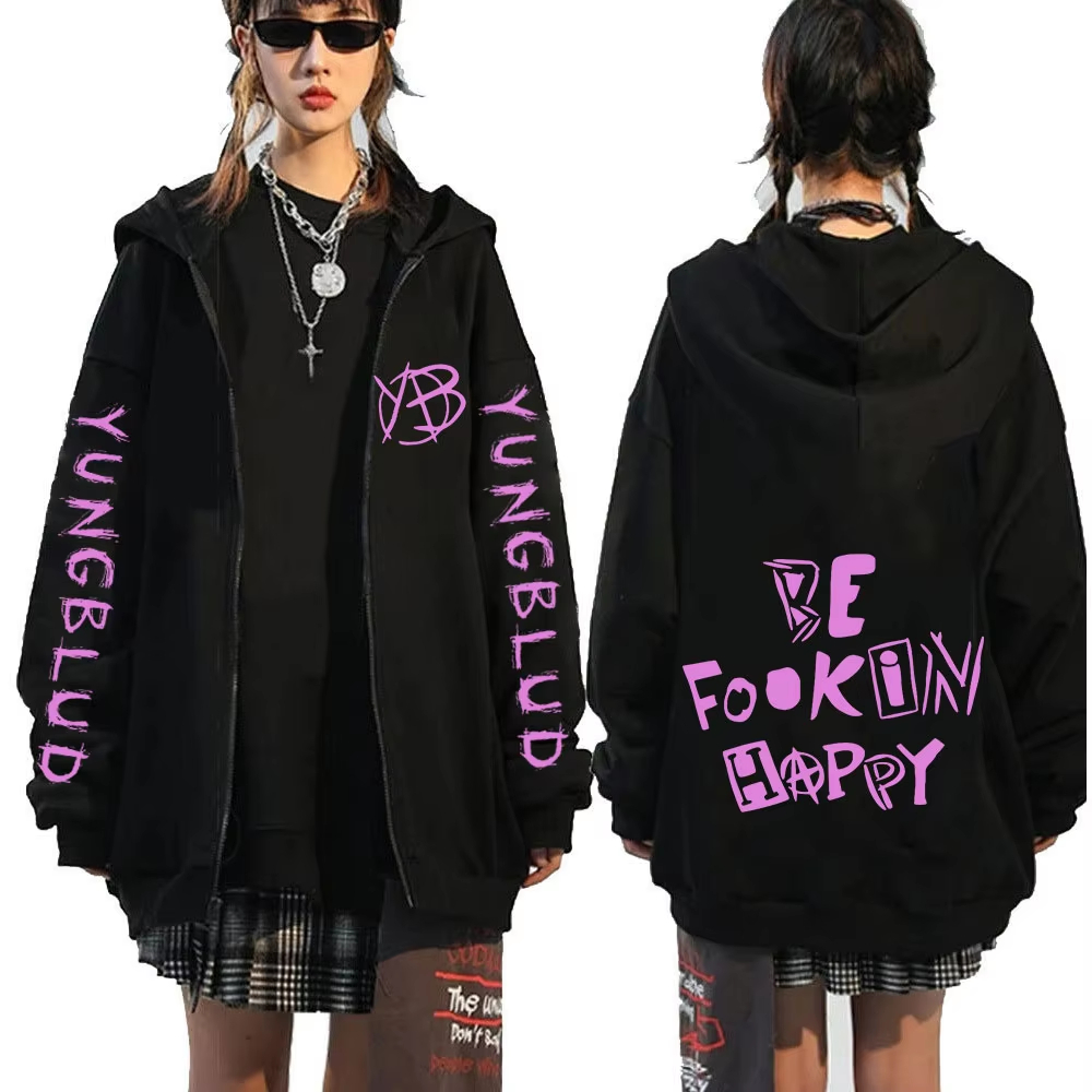 Mens Fashion Zip Up Hoodies - Felpa con Cappuccio e Zip Rock