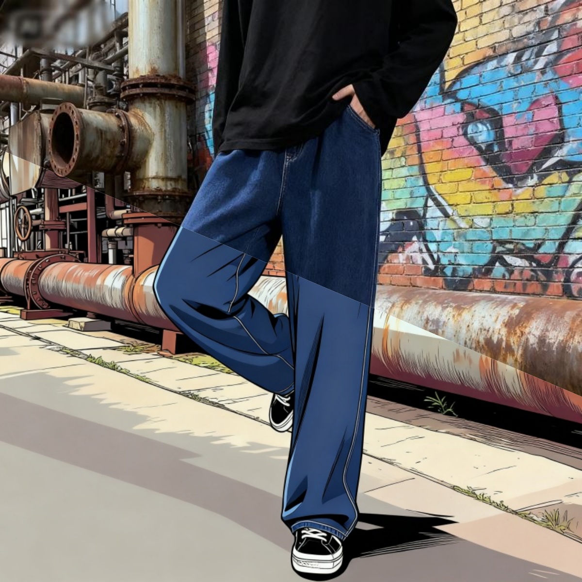 Men'S Fashion Grey Jeans - Stile coreano Streetwear New Fashion Baggy