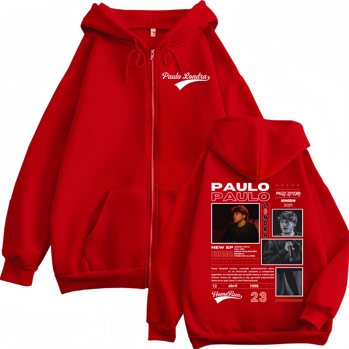 Rapper Paulo Londra Homerun Al - Mens Fashion Zip Up Hoodies recensione e prezzo